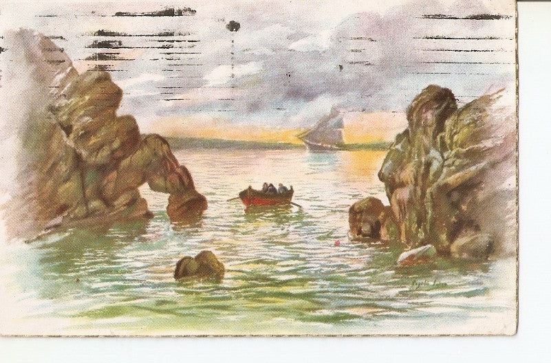 Postal 036114 : Barca en el mar. Pintura