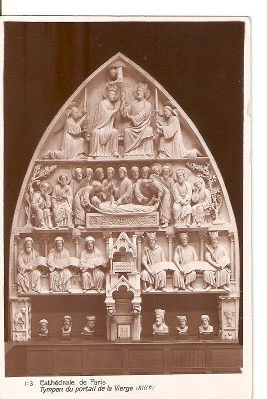 Postal 036188 : Cathedrale de Paris. Tympan du portail de la Vierge (XIII)