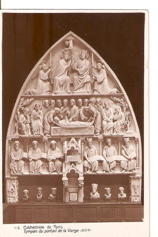 Postal 036188 : Cathedrale de Paris. Tympan du portail de la Vierge (XIII)