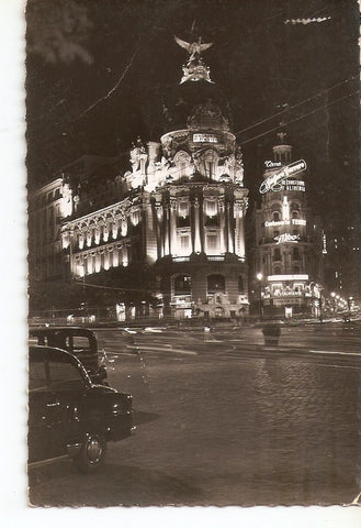 Postal 036444 : Madrid. Edificio de la Union y el Fenix Español iluminado