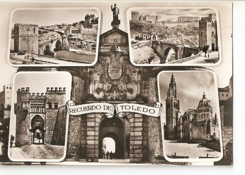 Postal 036508 : Recuerdo de Toledo. Puente San martin - Puente de Alcantara Puerta de Bisagra Puertal del Sol - Catedral