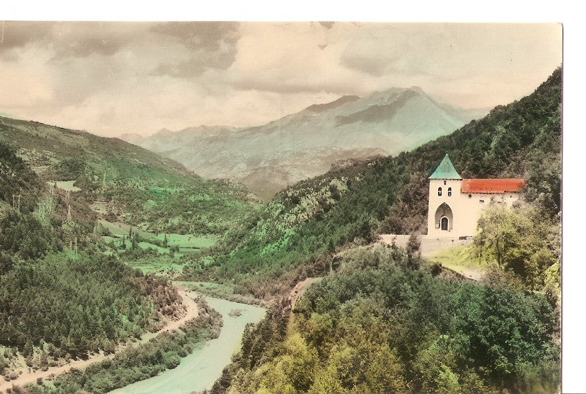 Postal 036560 : Biescas. Santa Elena rio Gallego y carretera de Francia