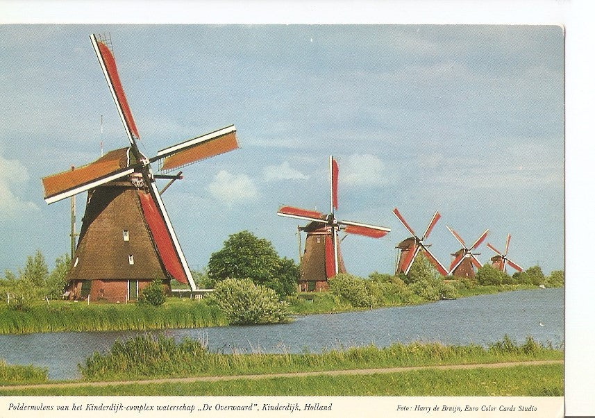 Postal 036666 : Poldermolens van het Kinderdijk-complex waterschap De Overwaard Kinderdijk Holland