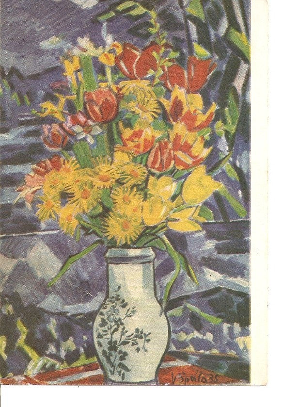 Postal 036708 : V. Spala: Kytice s tulipany (olej 1935)