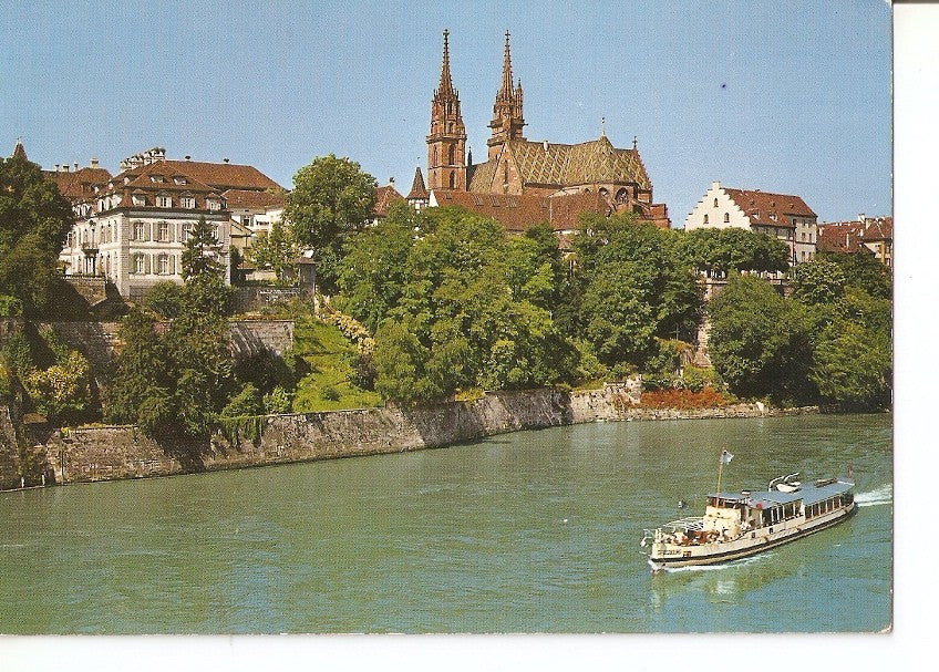 Postal 036778 : Basel: Rheinpartiemit Munster view of the Rhine with the cathedral