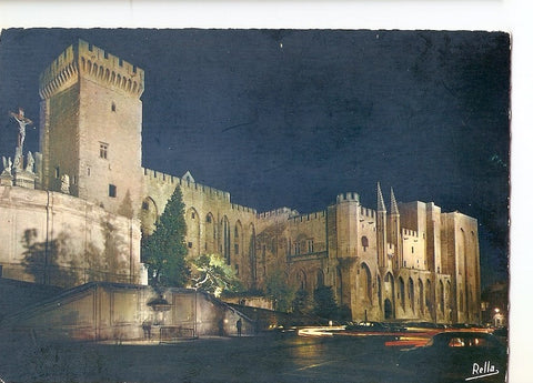 Postal 036891 : Avignon la Nuit. Le Palais des Papes façade occidentale construite sous Clement VI