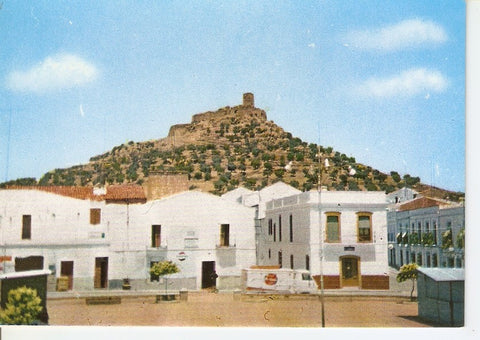 Postal 036935 : Alconchel. Plaza de España: castillo al fondo