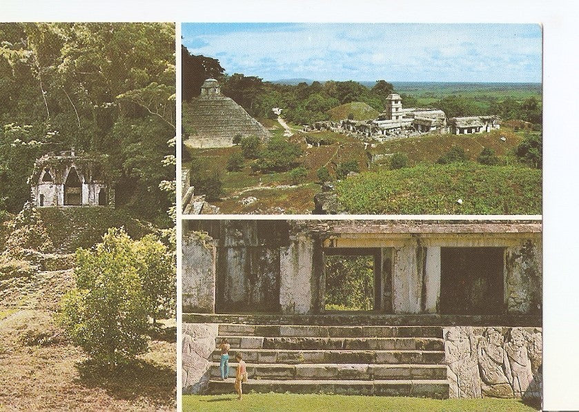 Postal 036942 : Zona Arqueologica de Palenque. Templo de la Cruz foliada Vista General y el Patio de Palacio