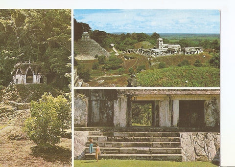 Postal 036942 : Zona Arqueologica de Palenque. Templo de la Cruz foliada Vista General y el Patio de Palacio