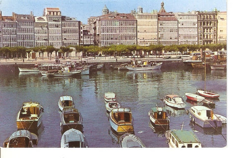 Postal 036977 : La Coruña-. La bassin et les Galeries de la Marine