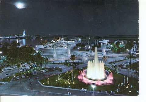 Postal 037031 : Malaga (Costa del Sol). Plaza Queipo de Llano. Aspecto norcturno