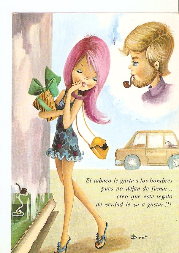 Postal 037053 : Chica con caja de regalo 