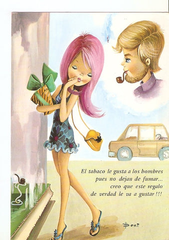 Postal 037053 : Chica con caja de regalo 