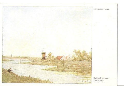 Postal 037059 : Molinos de Viento. Origila pintado con la boca por C.F. Riet