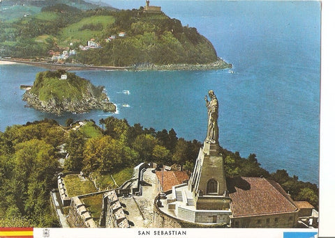 Postal 037149 : San Sebastian. Monumento al Sagrado Corazon y Monte Igueldo