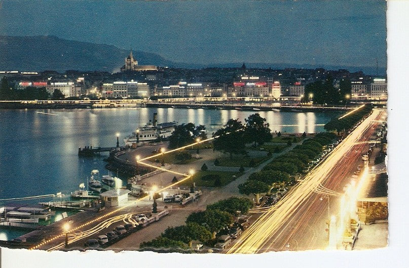 Postal 037157 : Geneve. La Rade illuminee