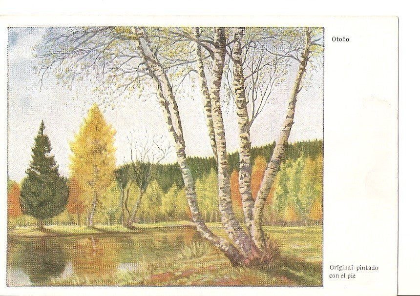 Postal 037227 : Original pintado con el pie por B. Schmitz-Hochburg. Otoño