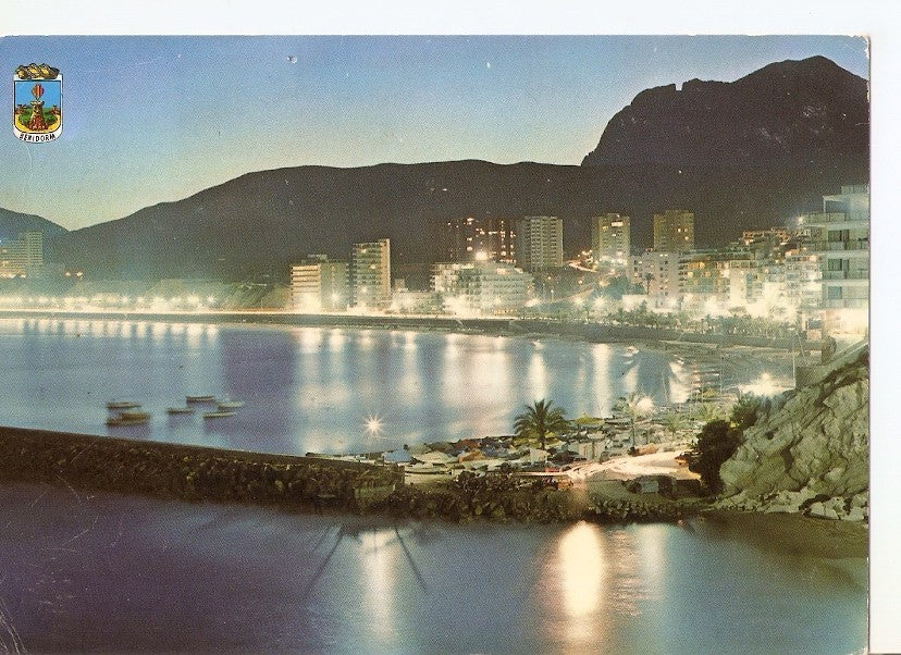 Postal 037399 : Benidorm (españa). Puerto y playa Poniente de noche