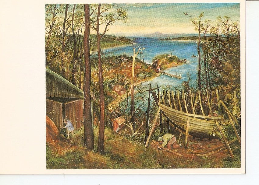 Postal 037499 : Arthur Boyd. Boat-builder Eden New South Wales tempera and oil composition board