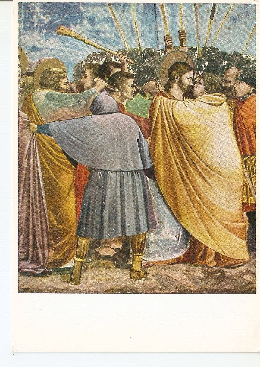 Postal 037576 : Giotto - Cappella degli Scrovegni il bacio di Giuda (part.) A. Martello Editore - Milano printed in Italy buen estado general
