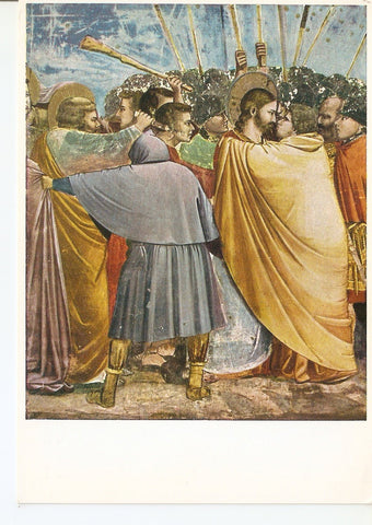 Postal 037576 : Giotto - Cappella degli Scrovegni il bacio di Giuda (part.) A. Martello Editore - Milano printed in Italy buen estado general
