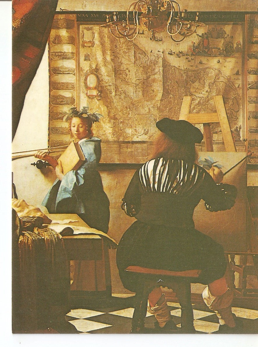 Postal 037582 : The Painters Studio (detail). Jan Vermeer. Kunsthistoriches Museum Vienna