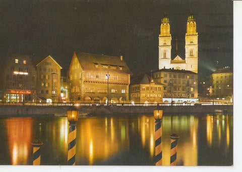 Postal 037635 : Zurich - Grossmunster bei Nacht