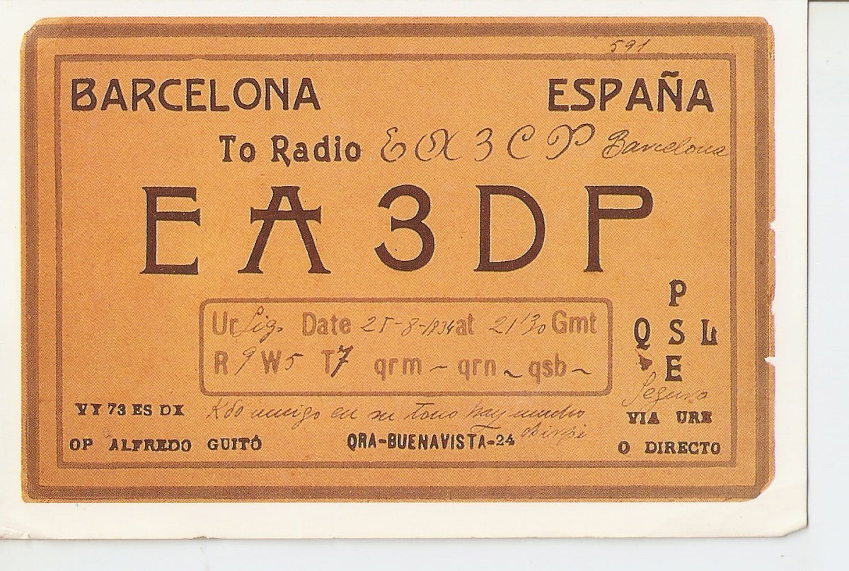 Postal 037731 : Tarjeta radio-aficionado EA-3DP año 1934