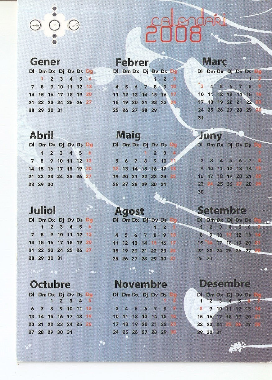 Postal 037848 : Calendario 2008