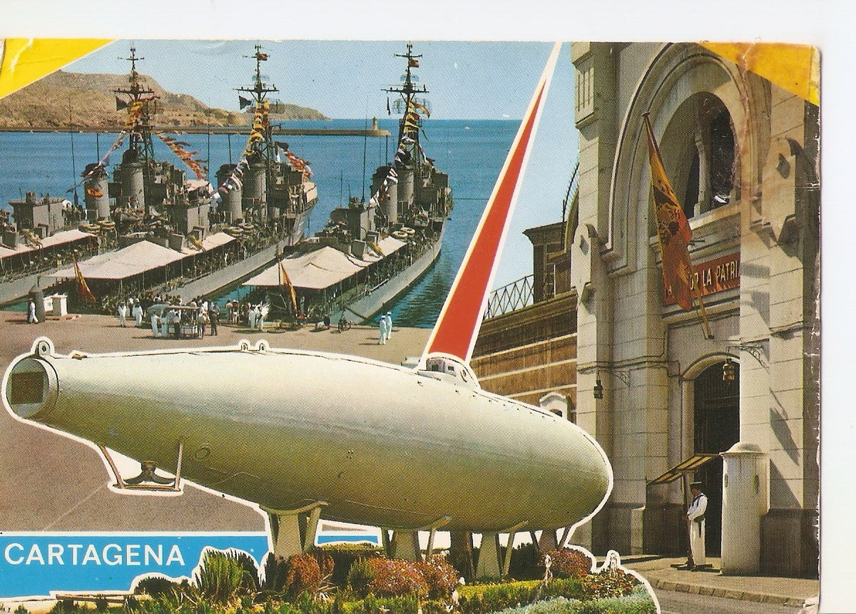 Postal 037870 : Cartagena. Flota Cuartel y submarino Peral