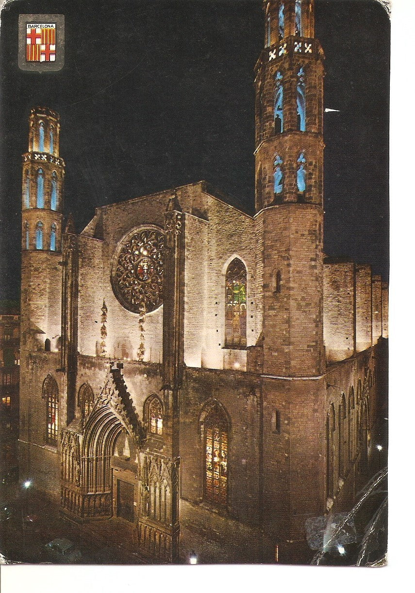Postal 037980 : Barcelona. Iglesia de Santa Maria del Mar. Nocturna