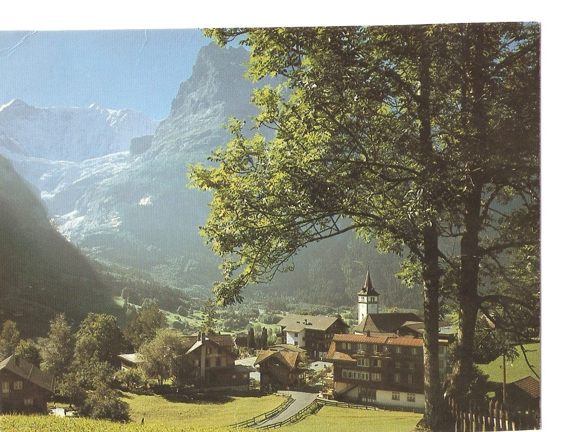 Postal 038126 : Fiescherwand mit Kirche Grindelwald