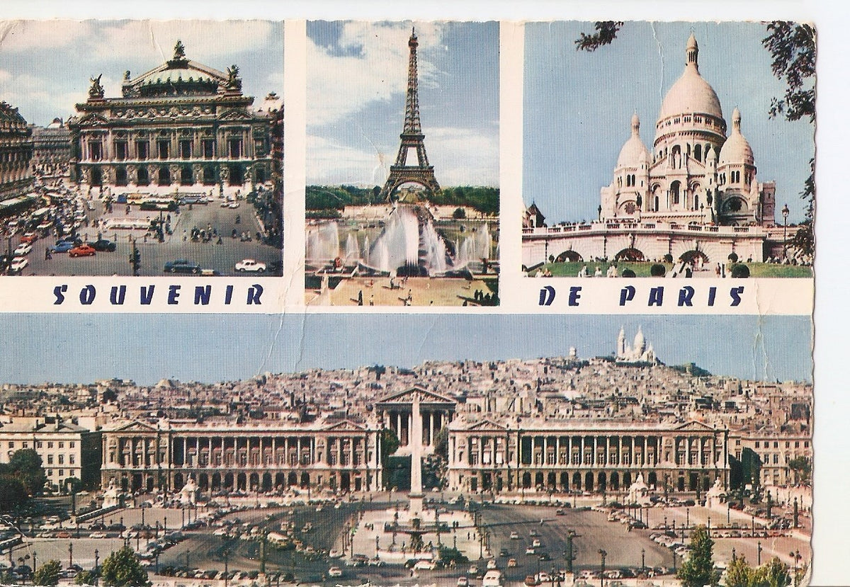 Postal 038289 : Paris. LOpera - La Tour Eiffel. Le Sacre-Coeur - Place de la Concorde