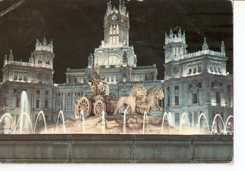 Postal 038339 : Madrid. Aspecto nocturno de la Fuente de la Cibeles y Palacio de Comunicaciones 