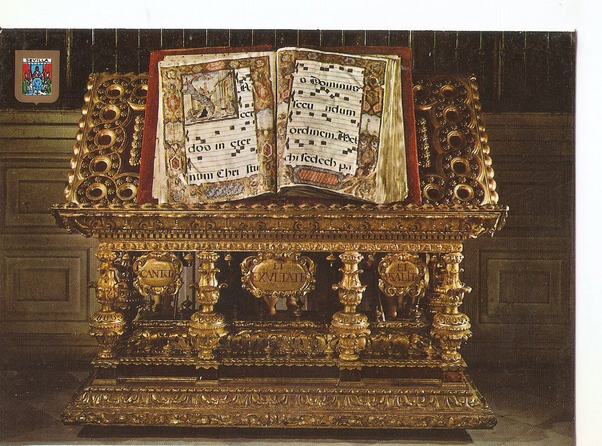 Postal 038494 : Catedral de Sevilla. Atril. Libros Corales