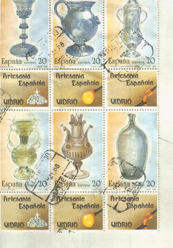 Juego de 6 sellos circulados sobre Artesania Española