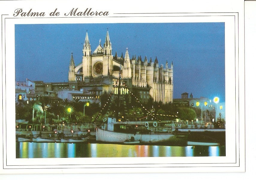 Postal 038984 : Mallorca (Baleare) España. Palma. Vista nocturna de la Catedral