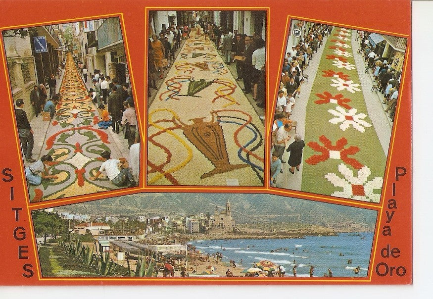 Postal 039374 : Sitges (Playa de Oro). Recuerdo de su floreada Fiesta del Corpus