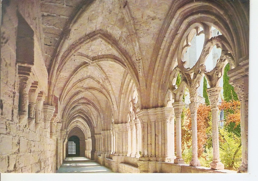 Postal 039519 : Monasterio de Poblet. Vista parcial claustro gotico s. XIII