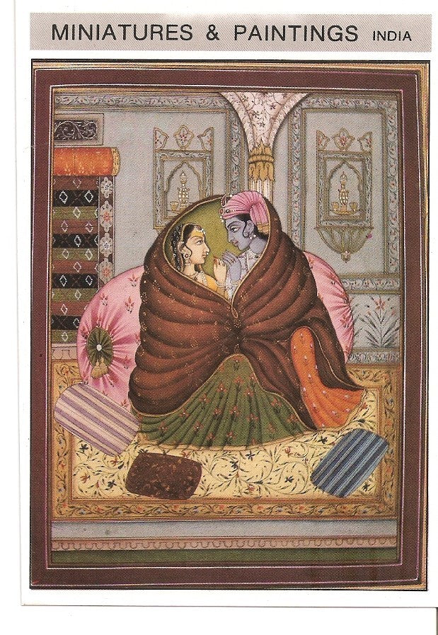 Postal 039606 : Miniatures & Paintings India. Lord Krishna and Radha together un a very fine mood