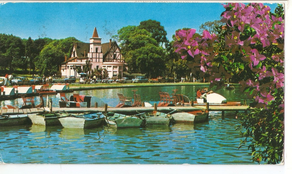 Postal 039666 : Buenos Aires. Lago y Confiteria El Rosedal en el parque 3 de febrero