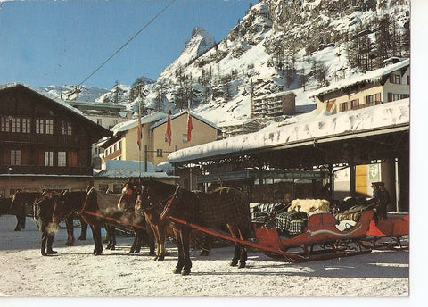 Postal 039798 : Zermatt Pferferschlitten am Bahnof Matterhorn
