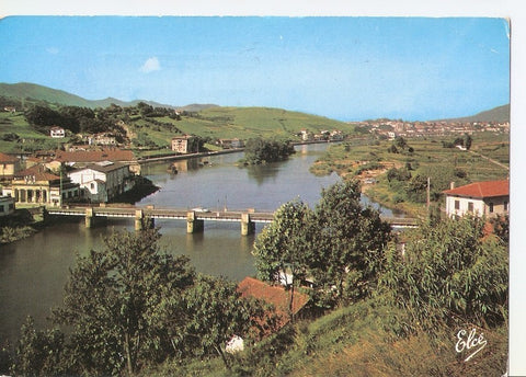Postal 039814 : Hendaye - Behobie (B.P.) Le Pont International au fond lEspagne et Irun