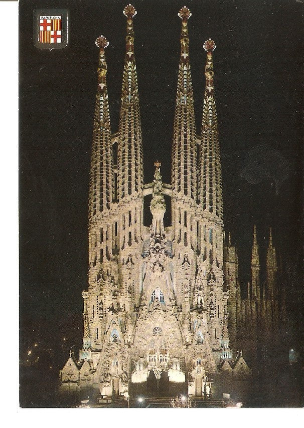 Postal 039884 : Barcelona. Templo de la Sagrada Familia (Gaudi) illuminada por Buhigas