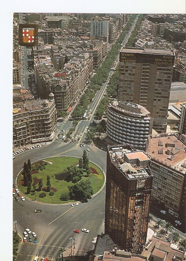Postal 040050 : Barcelona. Plazara Calvo Sotelo. Vista aerea