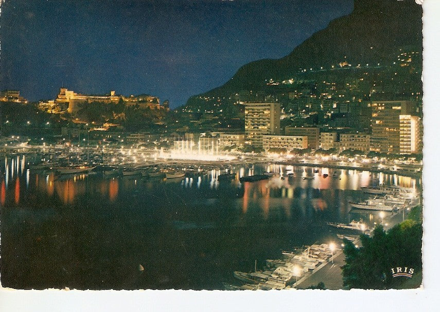 Postal 040122 : Monaco la nuit. Vue sur le Port et le Palais Princier