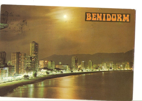 Postal 040305 : Benidorm (españa). Playa de Levante a la luz de la luna