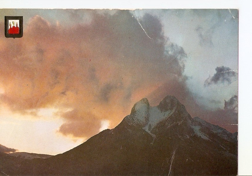 Postal 040311 : Saldes (Barcelona_). Pedraforca puesta de sol