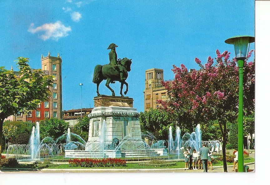 Postal 040398 : Logroño. Paseo del Espolon y estatua de Espartero