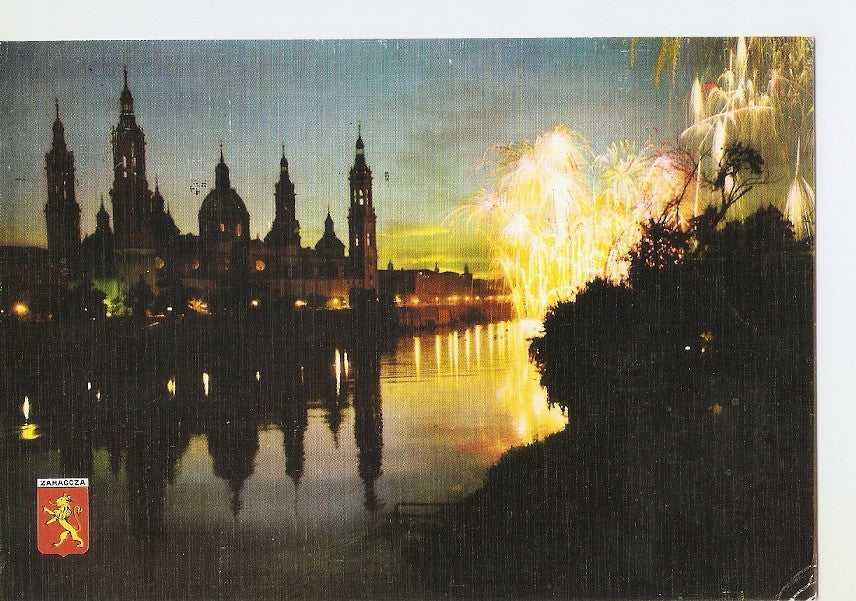 Postal 040879 : Zaragoza. Nocturno. Basilica del Pilar y Rio Ebro